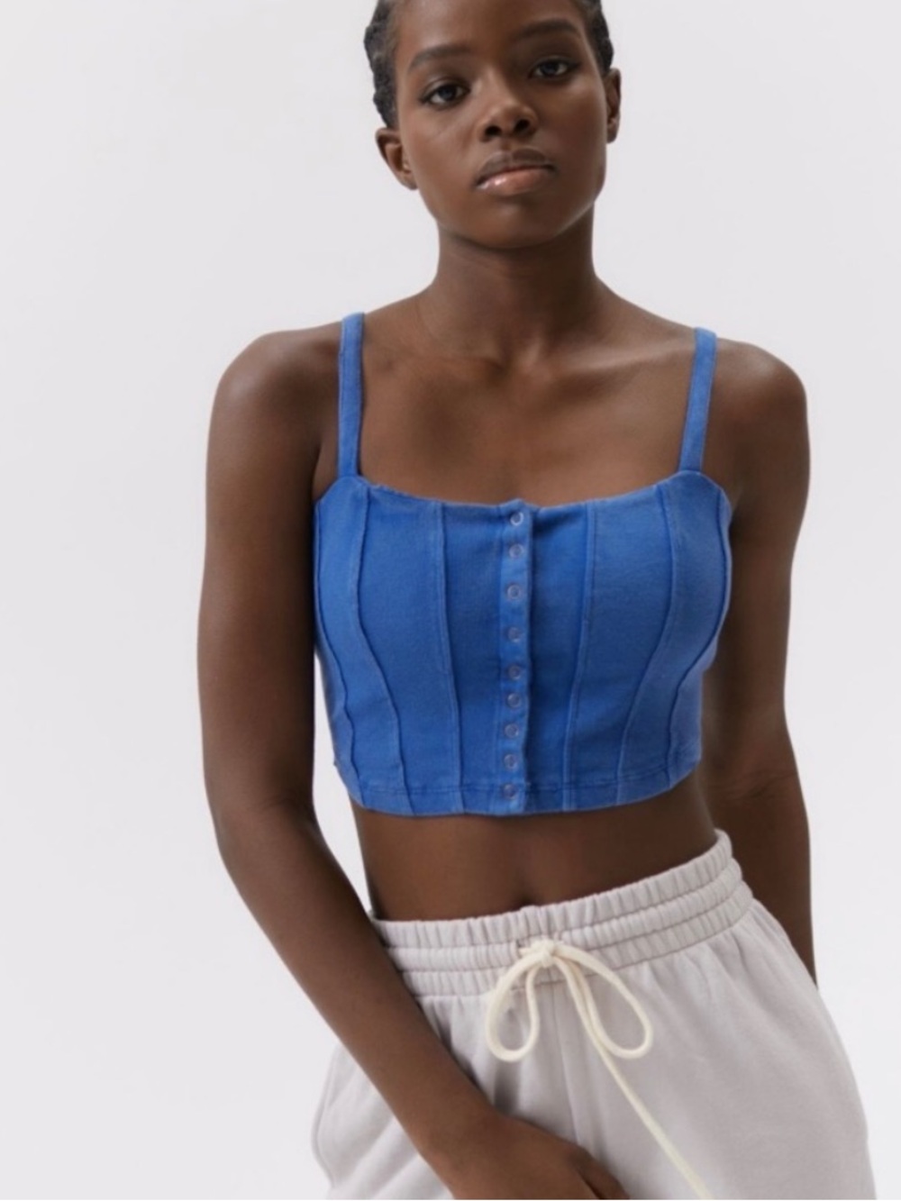 Urban Outfitters Blue Button-Front Small Tank Top - Picture 1 of 4